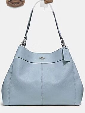 Coach Light Blue Pebbled Leather Shoulder Bag